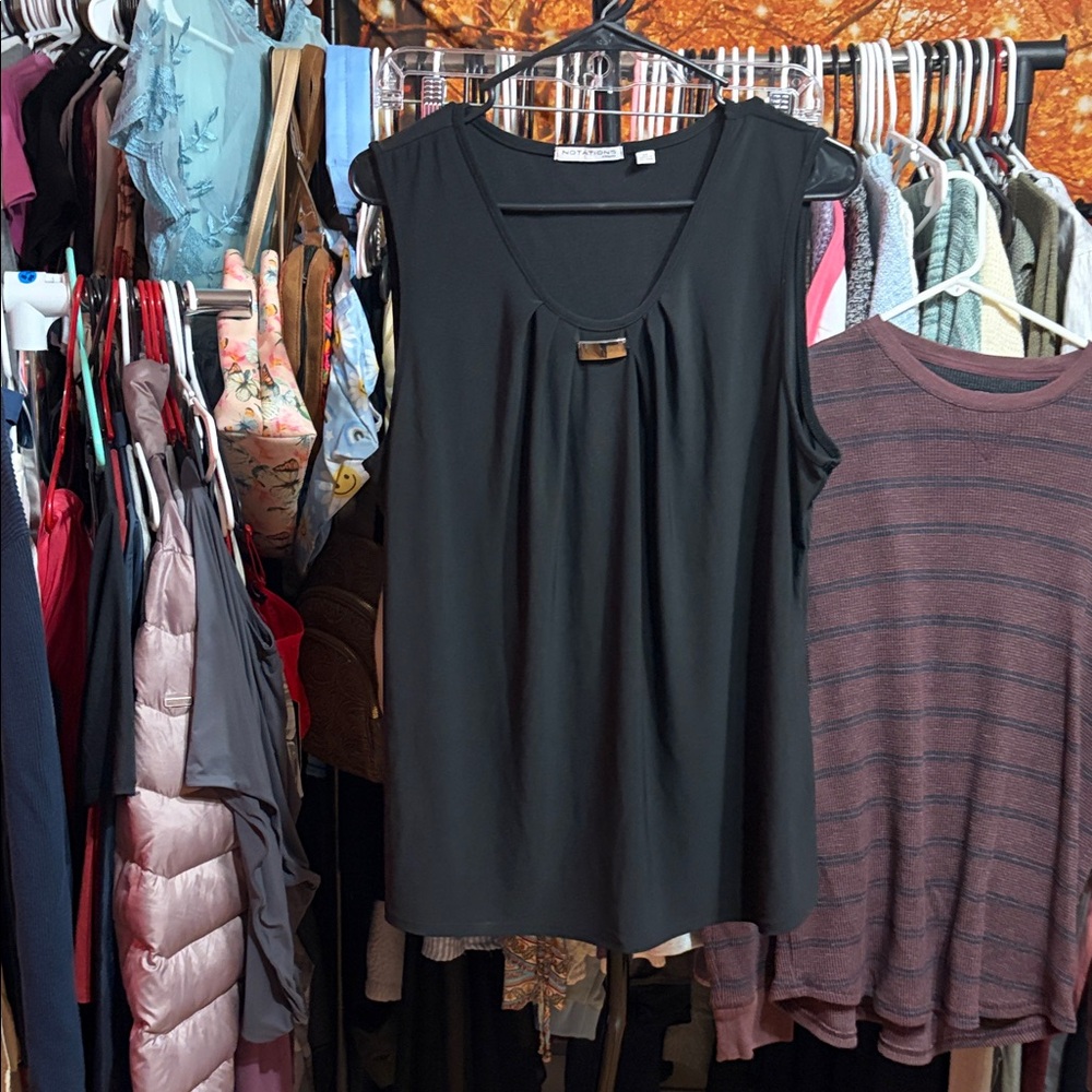 Notations Black Sleeveless Tank Top